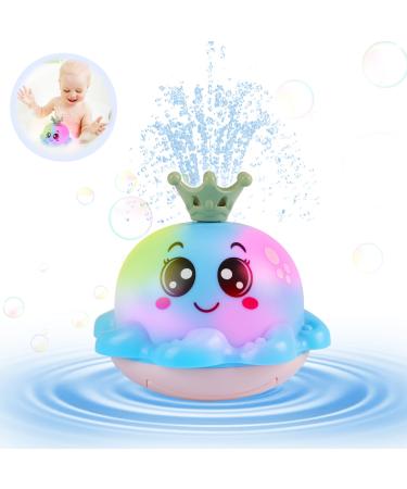 Baby Bath Toys Octopus Bathly Toy Light Up Baby Toys Bath Tub Toys Automatic Induction Spray Water Toy Gifts for Girls Boys Kids Smiling Blue