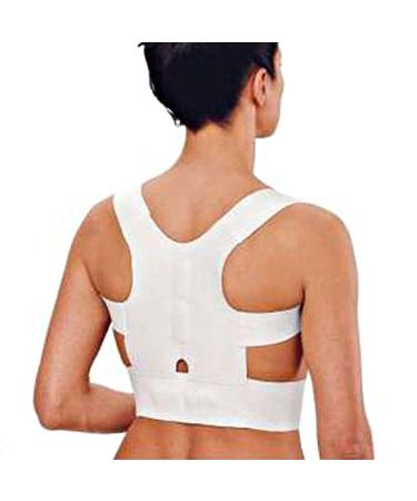 12 Magnets Back Support Belt Corrector Shoulder Posture Brace Belt for Men or Women or Children- Unisex (S 28.74"-29.13" White)
