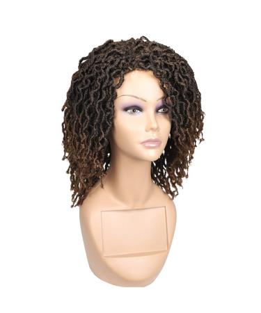 FAVE Short Braided Wig | Dreadlock Wigs for Black Women | Faux Locs Wig with Brown Highlights | Afro Braids Wig | Low Temperature Synthetic Hair (Ombre Brown) - Buy Online on GoSupps.com
