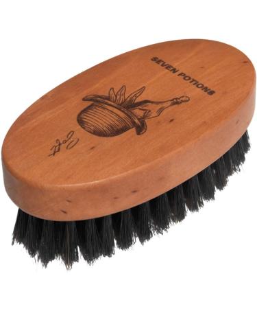 Seven Potions Boar Bristle Beard Brush For Men — Made of Pear Wood with Soft Second-Cut Boar Hair — Soft Bristles To Tame and Soften Your Facial Hair