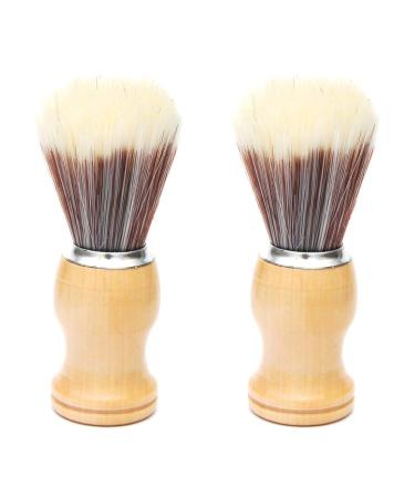 (2 Pack) Men's Shaving Brush with Wooden Handle Pure Big Nylon Hair Soft Face Cleaning Makeup Facial Razor Brush Shave Tools