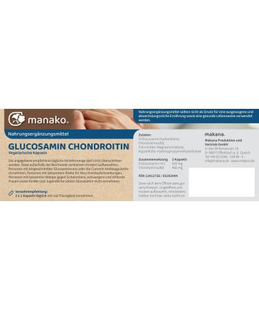 Buy Manako Glucosamine and Chondroitin Capsules - 300 Pieces for Joint Health - 240g Can - Fast International Shipping - Buy Online on GoSupps.com