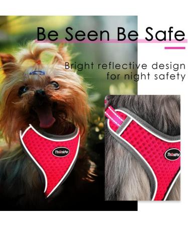 Thinkpet No-Pull Dog Harness & Leash Set Breathable Adjustable Reflective Soft Control for Small to Large Dogs 1 Pack in Pink & Red - Buy Online on GoSupps.com