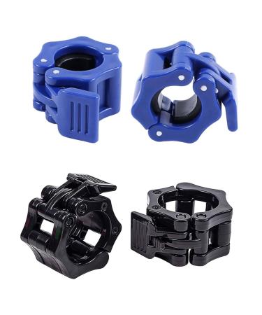 Elegance-go dumbbell closures 4 pieces of quick lock for dumbbells 25mm barbell clamp barbell closure barbell collars quick lock for all workouts (blue & black)