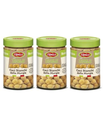 Italian Gourmet ER 3x DAmico con Terra di Altamura Ceci Bianchi della Murgia white chickpeas from the Murgia with earth from Altamura cooked organic chickpeas 310 g Italian origin