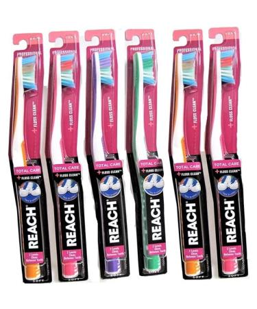 Reach Total Care Floss Clean Toothbrush Soft Regular (Pack of 6)