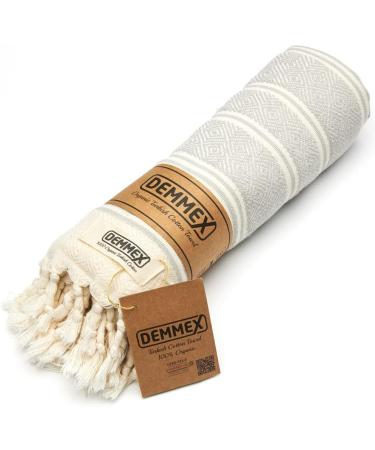DEMMEX Certified 100% Organic Cotton XL Turkish Towel Blanket 71x36 Inches - Grey | Prewashed Diamond Weave for Bath Beach Pool Spa Gym | 14 Oz Peshtemal - Buy Online on GoSupps.com