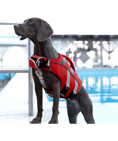 Buy Adjustable Dog Life Jacket | XL Red Float Coat for Swimming Surfing & Boating Lifesaver Pet Safety - Buy Online on GoSupps.com