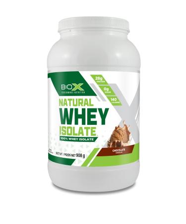 BioX Natural Whey Isolate | Natural Whey Isolate Protein Powder | Formulated with Natural Flavours & Sweeteners | 28g Protein Sugar Free Carb Free Low Lactose Protein Powder | 2LB (Chocolate) Chocolate 908 g (Pack of 1)