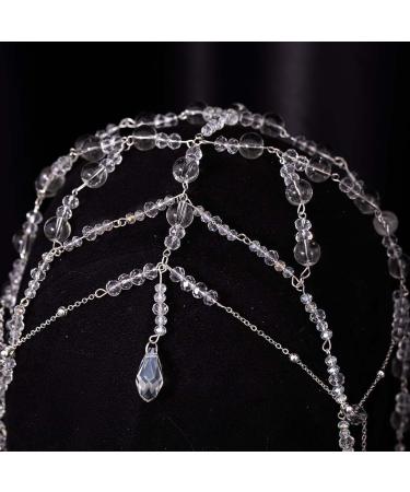 Prosy Bride Wedding Sparkling Headwear Crystal Tassel Headband Beaded Headpiece Wedding Style Accessories for Women and Girls - Buy Online on GoSupps.com
