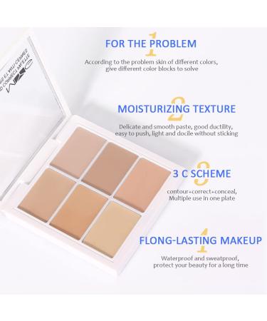 HAOYA 6 Color Correcting Concealer Palette - Cream Contouring Makeup Kit for Dark Circles, Red Marks, and Scars - Light Medium Shade - Buy Online on GoSupps.com