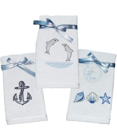 Luxury Ocean Themed Dolphins Fingertip Towels - 6-Piece Set 12x20 Inches - Buy Online on GoSupps.com