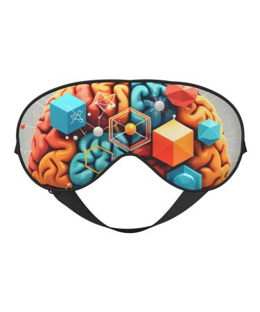 Soft Geometry Brain Image with Science Printed Eye Mask Adjustable Breathable Eye Masks for Sleep Light Blocking & Double-Sided