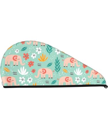 Elephant & Flowers Microfiber Hair Towel - Super Absorbent Coral Velvet Wrap for Long Curly & Thick Hair - Buy Online on GoSupps.com