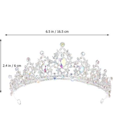 Lurrose Crystal Princess Crown Sparkle AB Rhinestone Bridal Tiara Pageant Hair Accessories for Women (Silver) - Buy Online on GoSupps.com