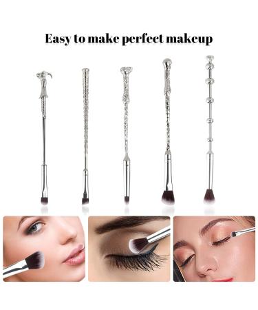 5-Piece Anime Magic Wand Makeup Brush Set - Metal Grip Silver - Foundation Blush Eyeshadow & Concealer - Perfect Gift for Girls & Women - Buy Online on GoSupps.com