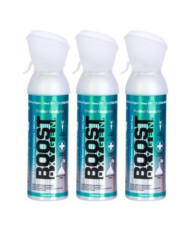 Boost Oxygen Supplemental Oxygen to Go | All-Natural Respiratory Support for Health, Wellness, Performance, Recovery and Altitude, 5 Liter Canister, ECUALYPTUS, 3-Pack
