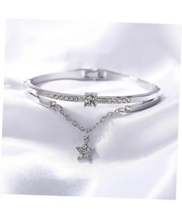 Shop Minkissy Star Jewelry Bracelet - Sun & Moon Design Crystal Pearl & Gemstone Accents for Women - Miss Celebrity Silver 19.5*1.2cm - Buy Online on GoSupps.com