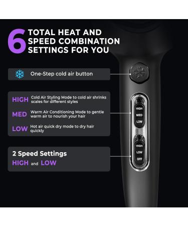 3-in-1 Hair Dryer Brush Set - Hot Air Spin Brush for Volume & Curls | Negative Ionic Technology | Black & Gold - Buy Online on GoSupps.com