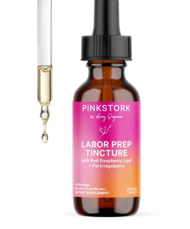 Pink Stork Labor Prep Tincture Red Raspberry Leaf Chamomile Ginger & 8 Herbs Third Trimester Pregnancy + Postpartum Recovery & Lactation Support 2 oz Herbal Supplement