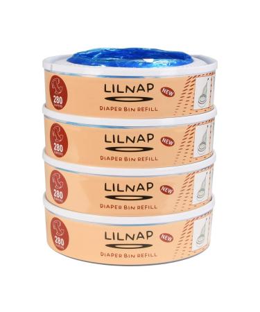 Lilnap - 4 refill cassettes compatible with Angelcare Windeiler & Litter Licere II (round cassettes) - New design 4 pieces (1 Pack)