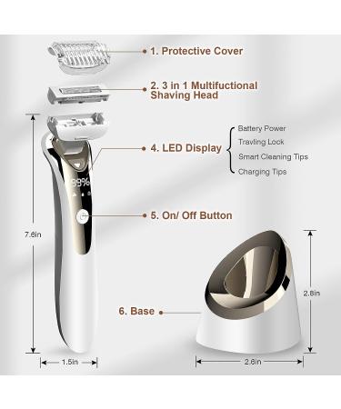 2022 Upgraded SURPN Electric Razors for Women - Waterproof & Safe Shaver for Pubic Hair, Legs & Bikini - 15 Flexible Heads for Close, Smooth Shave - Extra Head Included - Buy Online on GoSupps.com