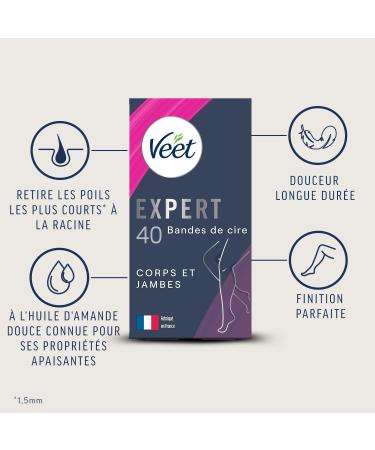 Veet Expert 40 Strips of Cold Wax Body & Legs Normal Skin Perfect Finish Long Lasting Hair Removal - Buy Online on GoSupps.com