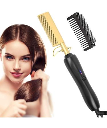 Hair smoothing brush smoothing brush with ion technology ceramic coating - technology hair smoothing for wet and dry hair (black gold)