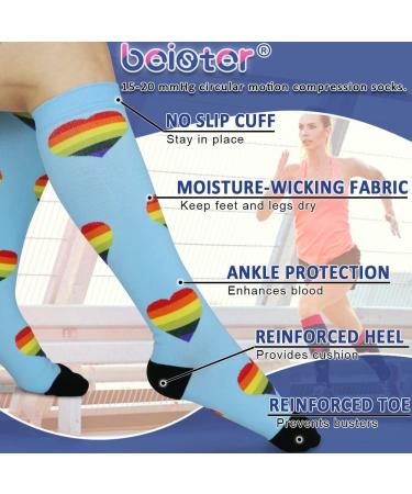 Beister Compression Socks 15-20 mmHg for Women & Men - 6 Pairs, Multi-Colour-02 - S-M Size | Knee High Support Hose for Running, Cycling, Sports - Buy Online on GoSupps.com