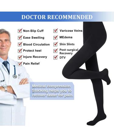Evolyline 20-30 mmHg Compression Tights for Women & Men - Closed Toe Pantyhose for Varicose Veins & Edema - Black - Buy Online on GoSupps.com
