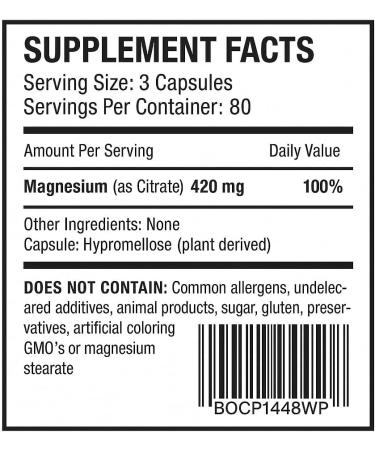 Vita4Life! - Premium Magnesium Citrate High Absorption Capsules (240 Count) - Buy Online on GoSupps.com