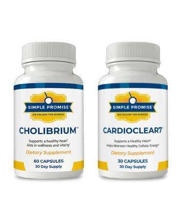 Simple Promise Heart & Cholesterol Support Bundle - Supports Heart Health & Energy - Cholibrium & CardioClear 7 for Circulation & Cellular Energy - 90 Capsules