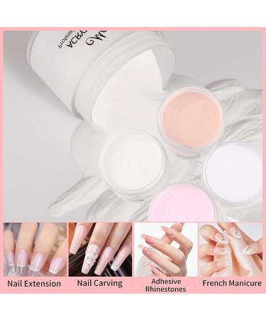 Monja Acrylic Powder Kit - Professional Nail System for Women - 4 Colors (Clear, Nude, Pink, White) - Long Lasting & No Need for Nail Lamp - 1oz x 4PCS - Buy Online on GoSupps.com