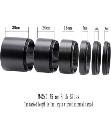 Starboosa Telescope T2-Extension Tubes Kit - 6 Tubes (3mm, 5mm, 7mm, 15mm, 20mm, 30mm) M42x0.75 for Cameras and Eyepieces - Buy Online on GoSupps.com