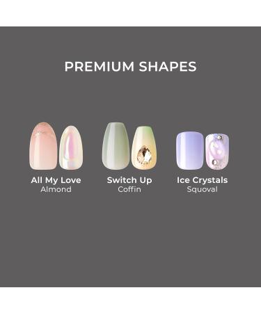 Buy KISS imPRESS No Glue Mani Press-On Nails | Premium Visions Green Almond Shape Medium Size - 30 Nails + Prep Pad & More - Buy Online on GoSupps.com