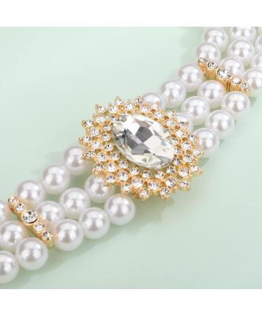 Vintage 1920s Pearl Necklace with Crystal Beads - Bridal Multi Layer Jewelry for Women & Girls - Buy Online on GoSupps.com