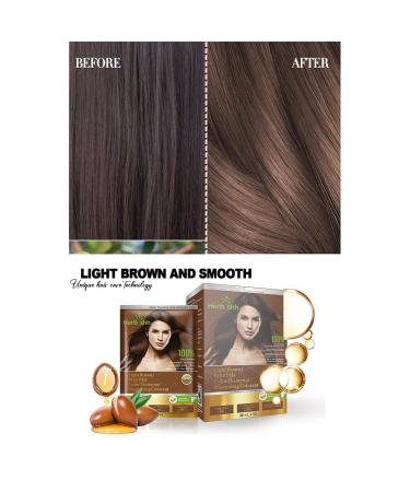 HerbishH Hair Dye Shampoo with Argan Hair Mask - Travel Size Light Brown (320g) | Ammonia-Free Long-Lasting Color Quick Results - 10 Pieces + 1 Pack - Buy Online on GoSupps.com