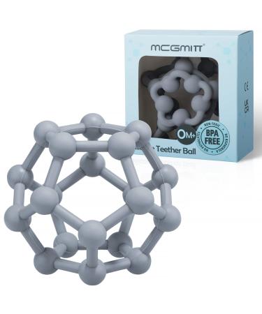 MCGMITT Sensory Balls for Babies and Toddlers to Grip and Teething BPA-Free Silicone Food-Grade Baby Teether Ball Toys 0-12 Months 10cm Newborn Baby Gifts for Early Development (Grey) ASilver