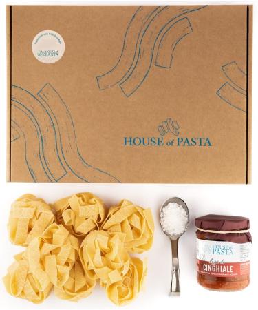 Pasta Recipe Kit - Pappardelle with Wild Boar Rag | Double Portion Gourmet Italian Artisan Dried Egg Pasta Served with Finest Italian Sauce | Restaurant-Quality Dish Ready in 6 Minutes A. Pappardelle with Wild Boar Rag