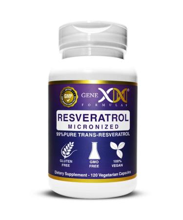 GENEX 99% Micronized Trans-Resveratrol with BioPerine for Absorption 1000mg | Pure Organic Pharmaceutical Grade Trans-Resveratrol Capsules for Healthy Aging and Cardiovascular Support, 120 Capsules