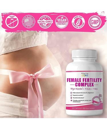 Fertility Supplements for Women | Premium Prenatal Vitamins with Folic Acid Ashwagandha CoQ10 & Myo-Inositol 60 Capsules Rich in Minerals & Antioxidants - Buy Online on GoSupps.com