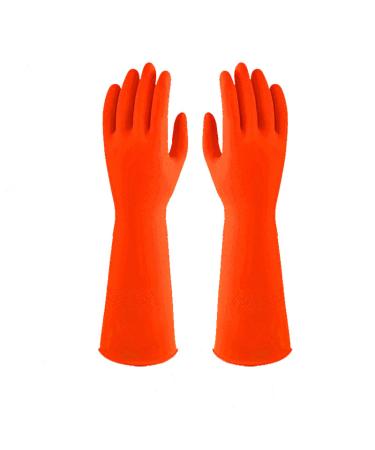 Latex dishwashing gloves beef tendon thickened and lengthened rubber gloves 38cm laundry cleaning rubber gloves 38cm extra-thick red (extra-thick no fleece) Medium