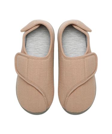 KAFTKO Adjustable Slippers Shoes for Swollen Feet Diabetic Edema Velcro Shoes Suitable for Plantar Fasciitis Bunions Arthritis Small Beige