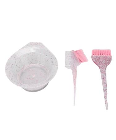 3 Piece Hair Dyeing Kit Hair Dyeing Brushes Hairdressing Tinting Comb Hair Stylist Color Brush Mixing Bowl for Home Salon (Pink)