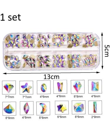 Rhinestones Nail Gems Nail Art Accessories with Pick Up and Rhinestone Picker Dotting Pen Flat Back Gems for Nails Face Clothes Craft - Buy Online on GoSupps.com