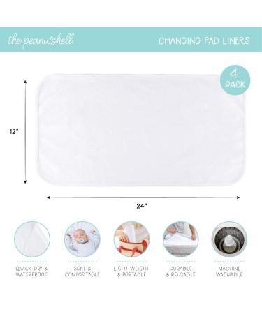 Peanutshell Waterproof Diaper Changing Pad Liners - 4 Pack Set for Changing Pad, Bassinet, or Crib - Washable & Reusable - Buy Online on GoSupps.com