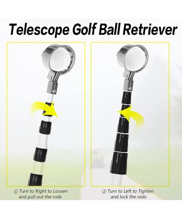 FINGER TEN Golf Ball Retriever Pole - Telescopic 15ft Stainless Steel Shaft with Cleaner Pouch - Ultimate Golf Ball Grabber Picker - Buy Online on GoSupps.com