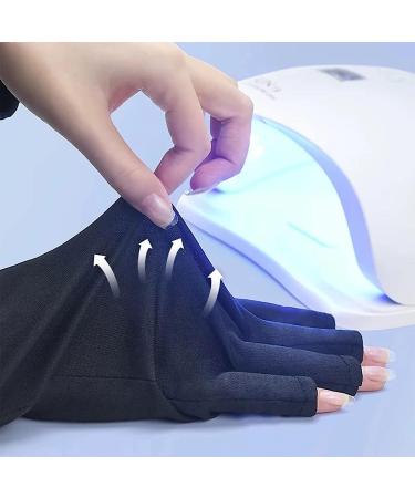 Bouttarro Anti UV Gloves for Gel Nail Lamp Protection - Black Stretchy Fingerless Gloves for Manicures at Home & Outdoors - Buy Online on GoSupps.com