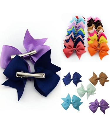 20-Piece Girls' Hair Clip Set - Soft Satin Ribbon and Metal Construction - Assorted Colors