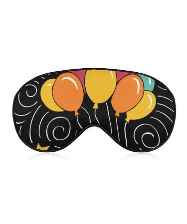 Happy Birthday Balloon Sleep Mask Eye Cover for Sleeping Blindfold with Adjustable Strap Blocks Light Night Travel Nap for Men Women
